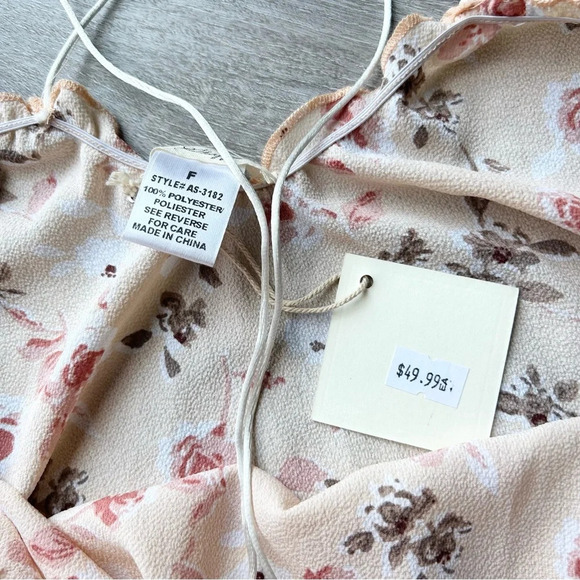 NWT A Shappe  Apparel Floral Ivory Ruffles Night Dress Beach Dress - Picture 11 of 12
